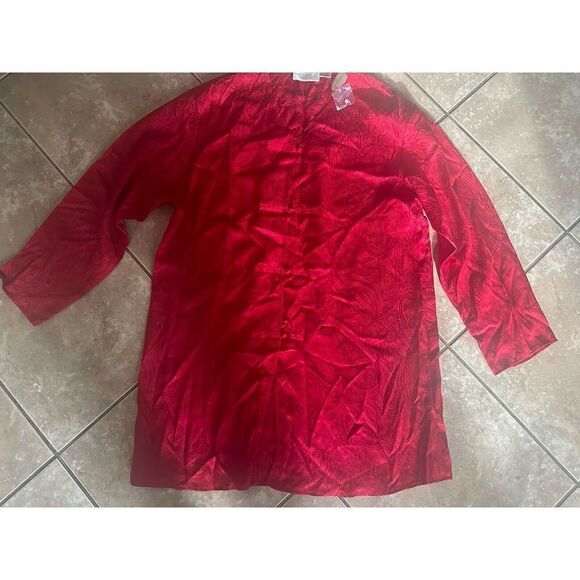 NWT Victoria’s Secret M Silk Gold Label Vintage PJ Top Or Dress Red Asian RARE